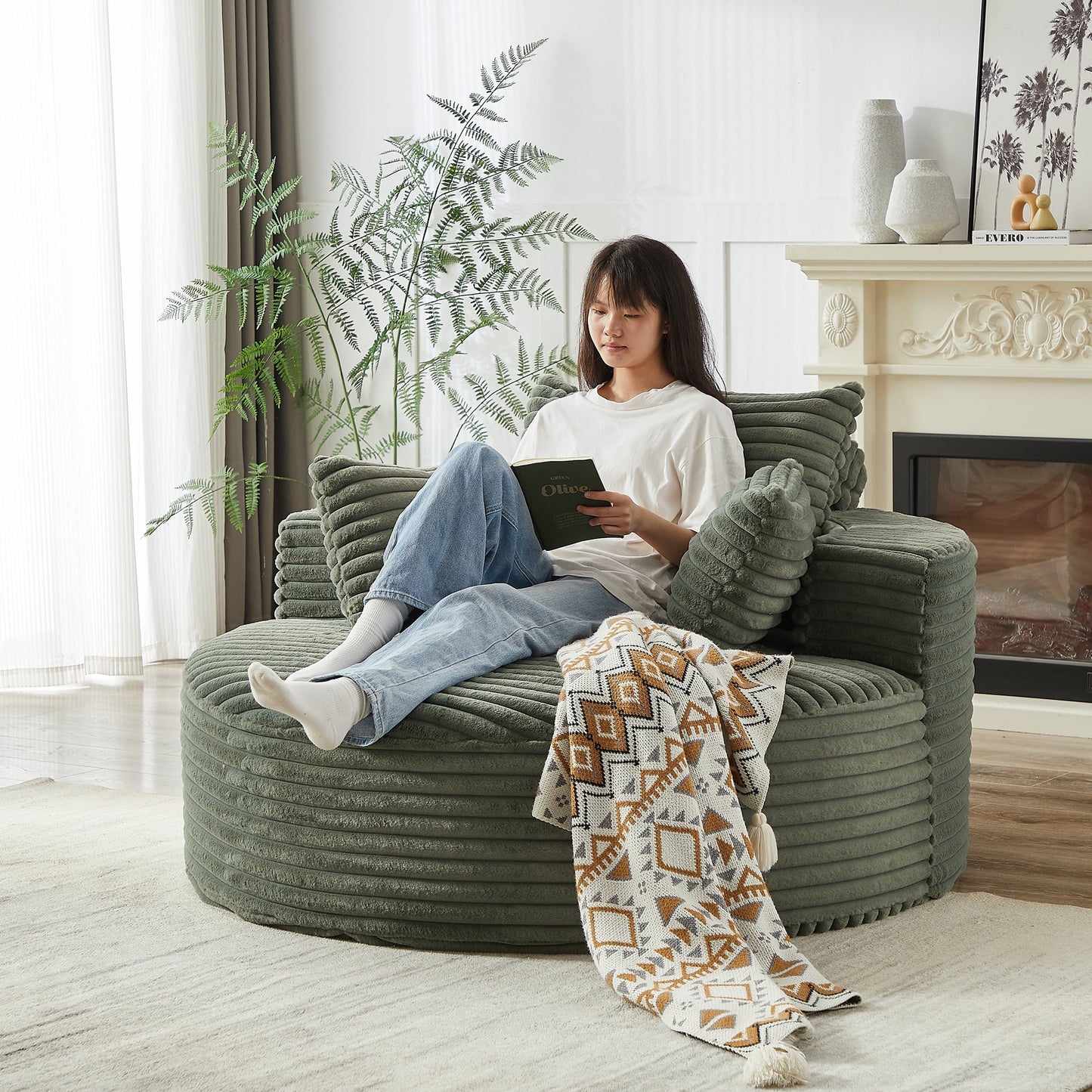 GDFStudio - Canapé simple inclinable en velours côtelé Emberwood