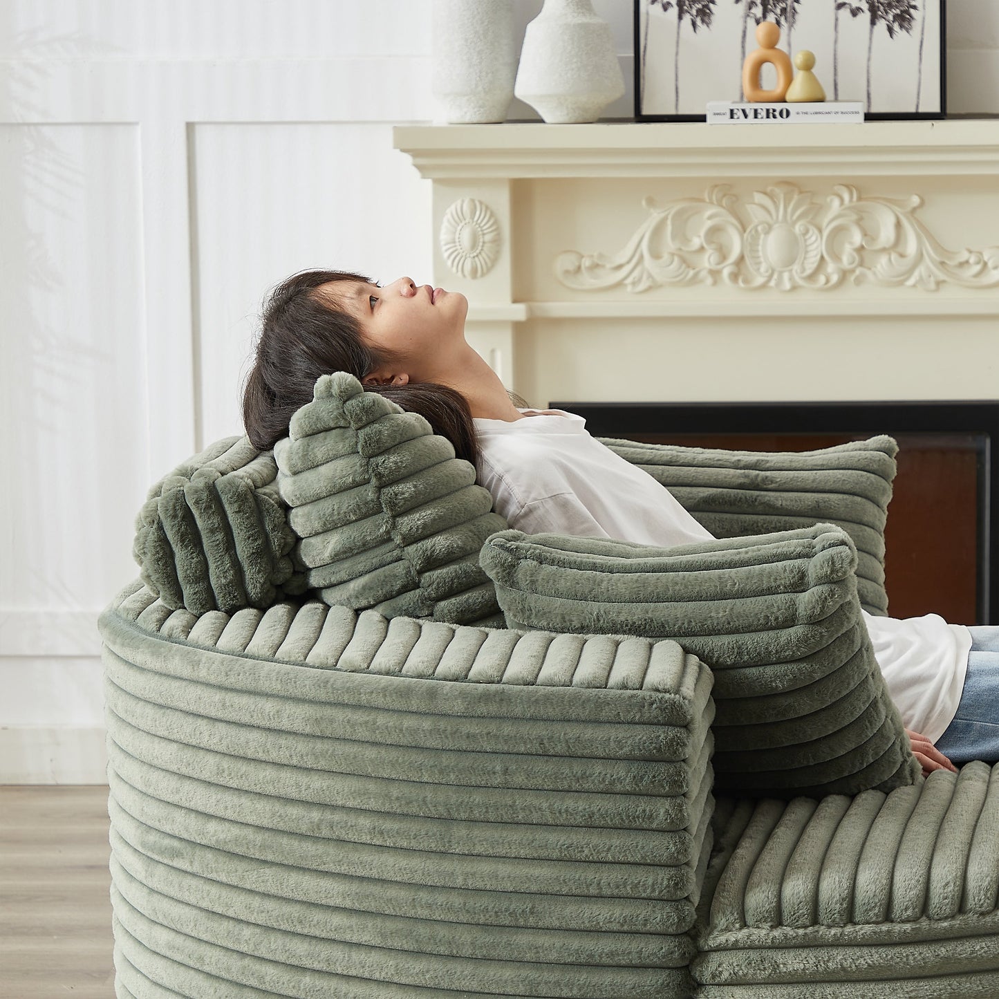 GDFStudio - Canapé simple inclinable en velours côtelé Emberwood