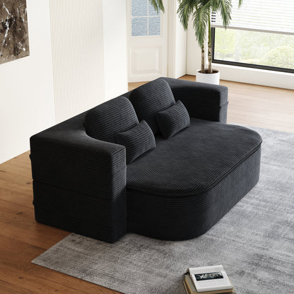 GDFStudio - Canapé-lit pliable Lysander en velours côtelé avec couverture multifonctionnelle