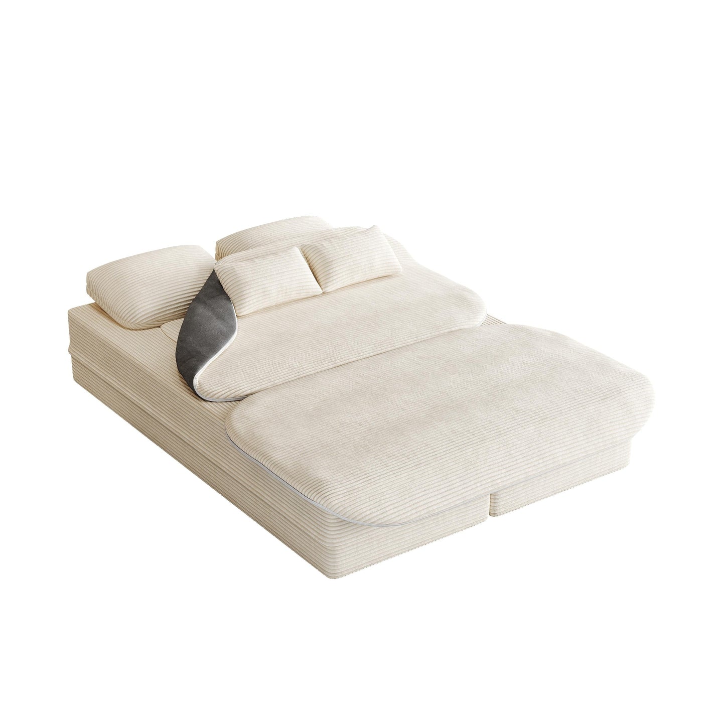 GDFStudio - Canapé-lit pliable Lysander en velours côtelé avec couverture multifonctionnelle