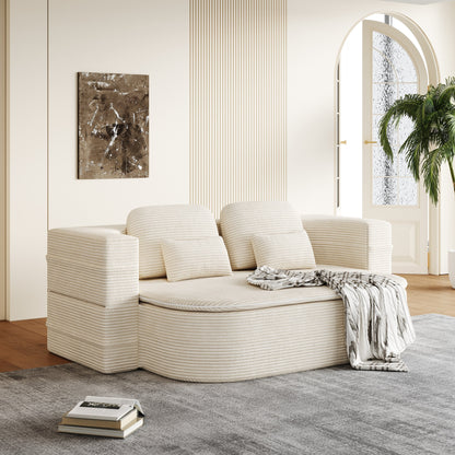 GDFStudio - Canapé-lit pliable Lysander en velours côtelé avec couverture multifonctionnelle