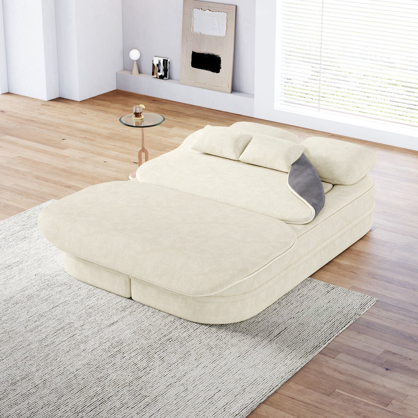 GDFStudio - Canapé-lit pliable Willoughby en chenille avec couverture multifonctionnelle