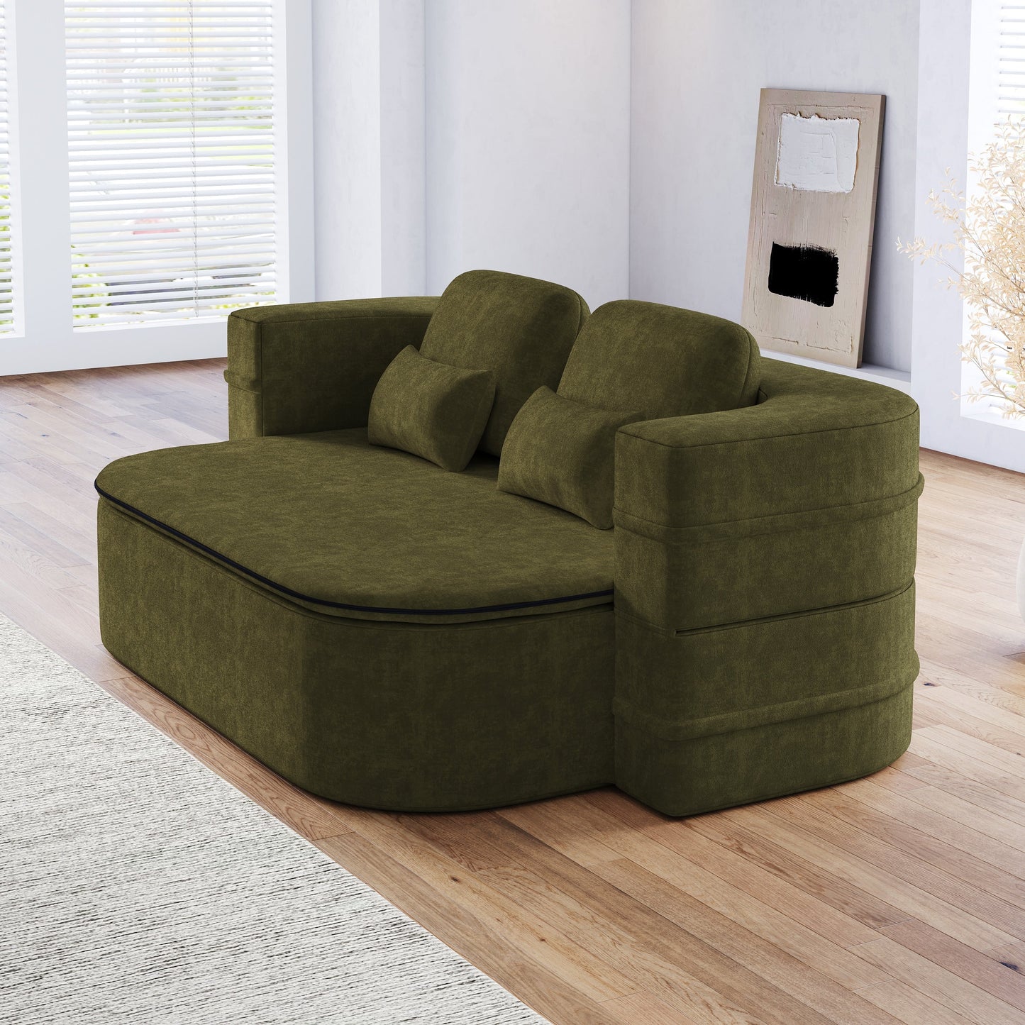 GDFStudio - Canapé-lit pliable Willoughby en chenille avec couverture multifonctionnelle