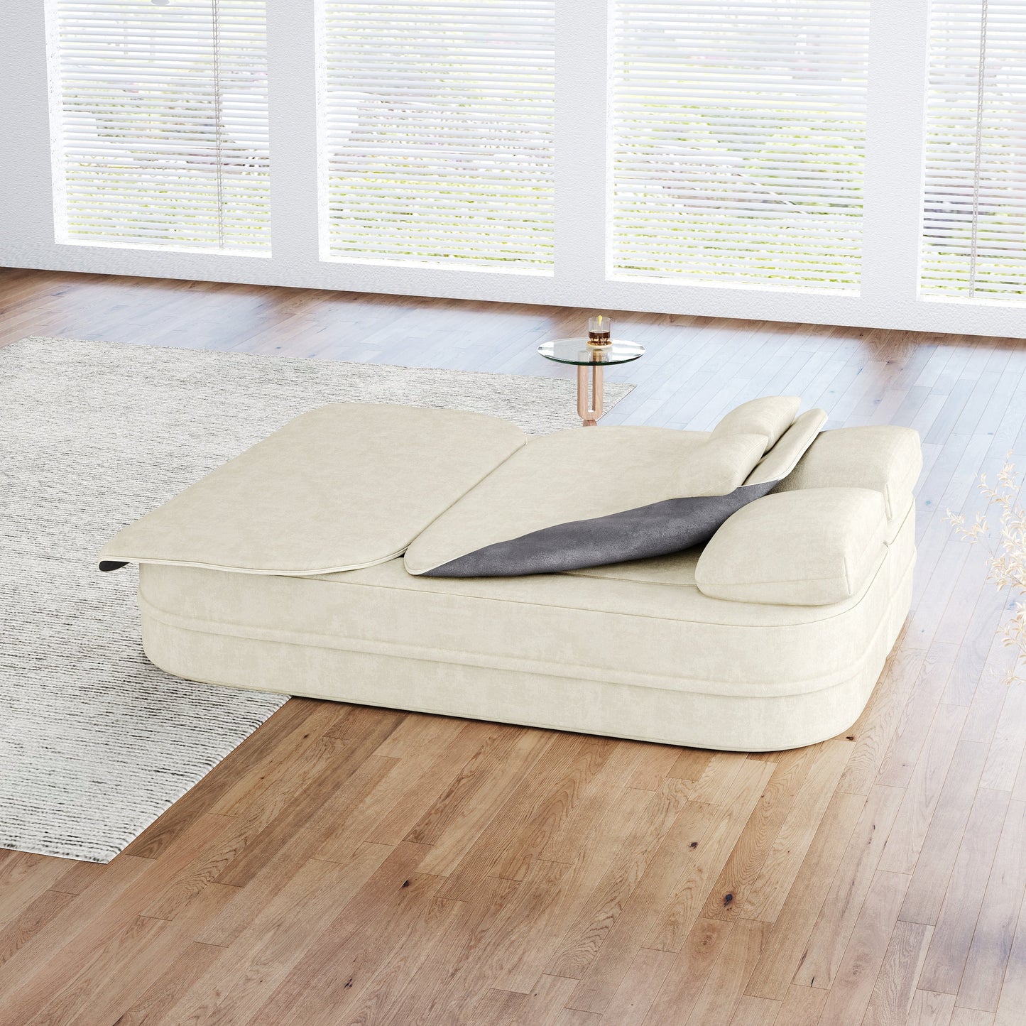 GDFStudio - Canapé-lit pliable Willoughby en chenille avec couverture multifonctionnelle