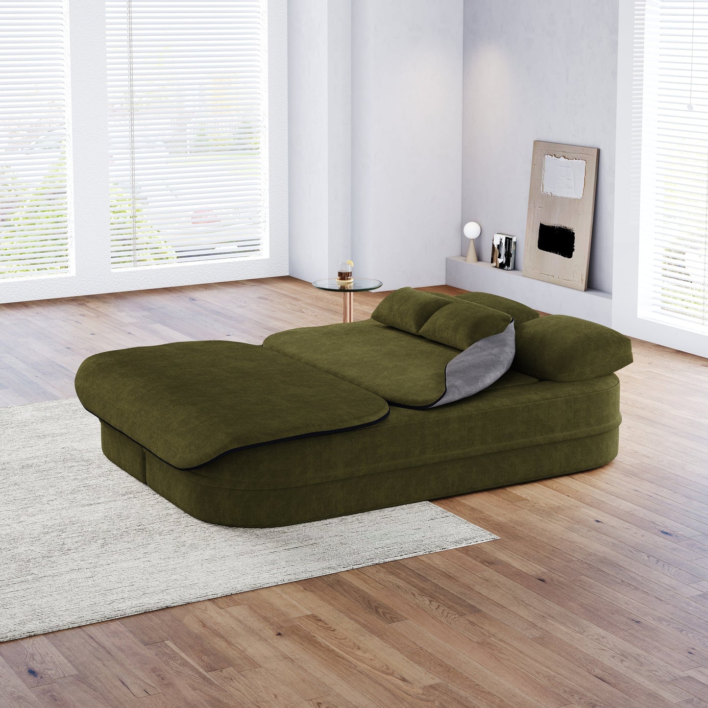 GDFStudio - Canapé-lit pliable Willoughby en chenille avec couverture multifonctionnelle