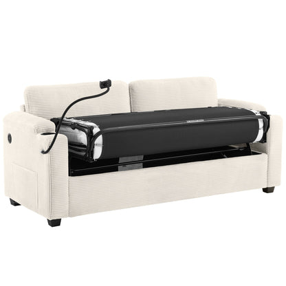 Canapé-lit convertible multifonctionnel en velours côtelé Emily de GDFStudio pour petits espaces