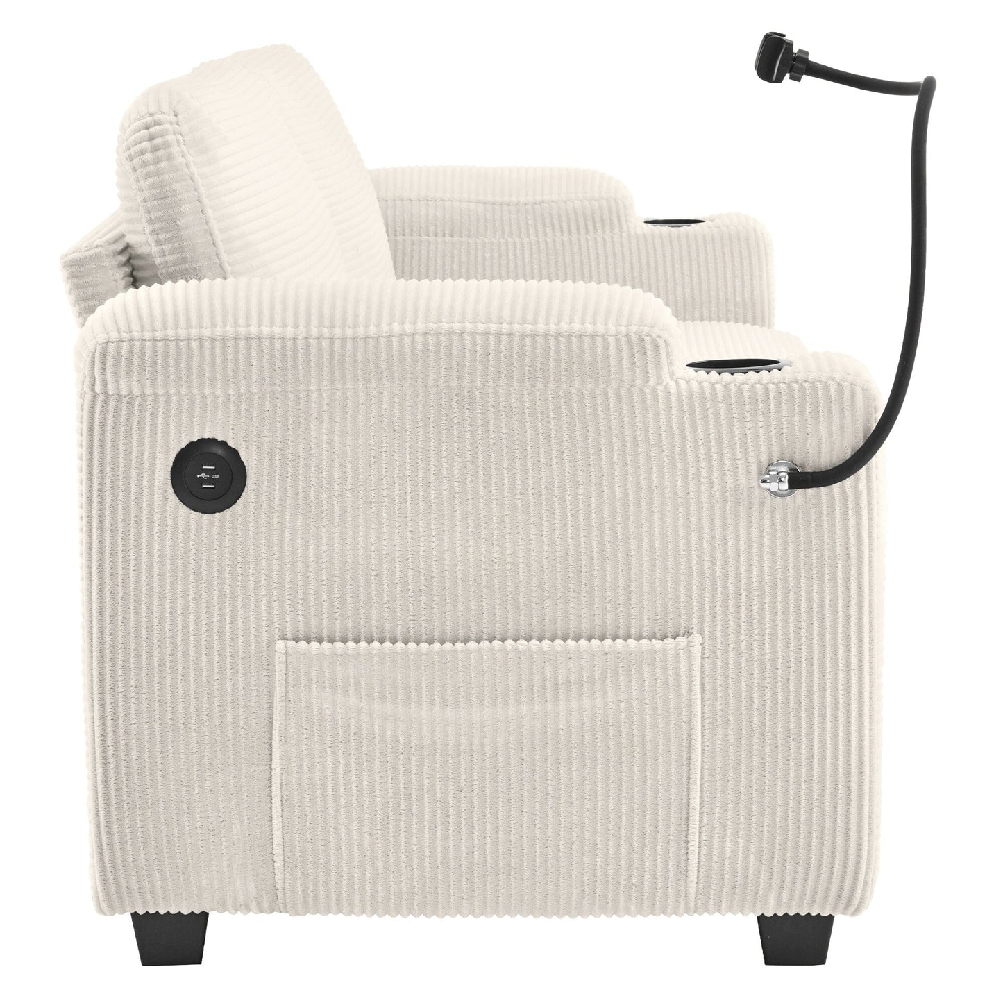 Canapé-lit convertible multifonctionnel en velours côtelé Emily de GDFStudio pour petits espaces