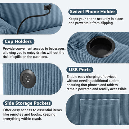 Canapé-lit convertible multifonctionnel en velours côtelé Emily de GDFStudio pour petits espaces