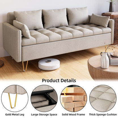 Canapé 3 places en cuir GIMMYFIVE avec coussin, canapé pour salon