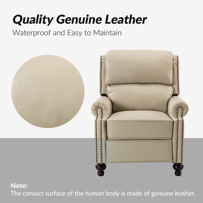 Fauteuil inclinable Gabriela en cuir véritable, style milieu de siècle, avec pieds coniques en bloc, par HULALA HOME