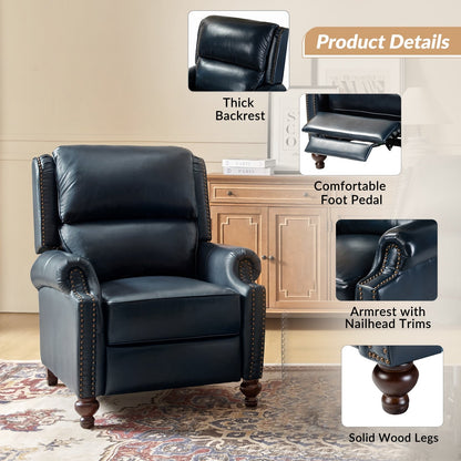 Fauteuil inclinable Gabriela en cuir véritable, style milieu de siècle, avec pieds coniques en bloc, par HULALA HOME