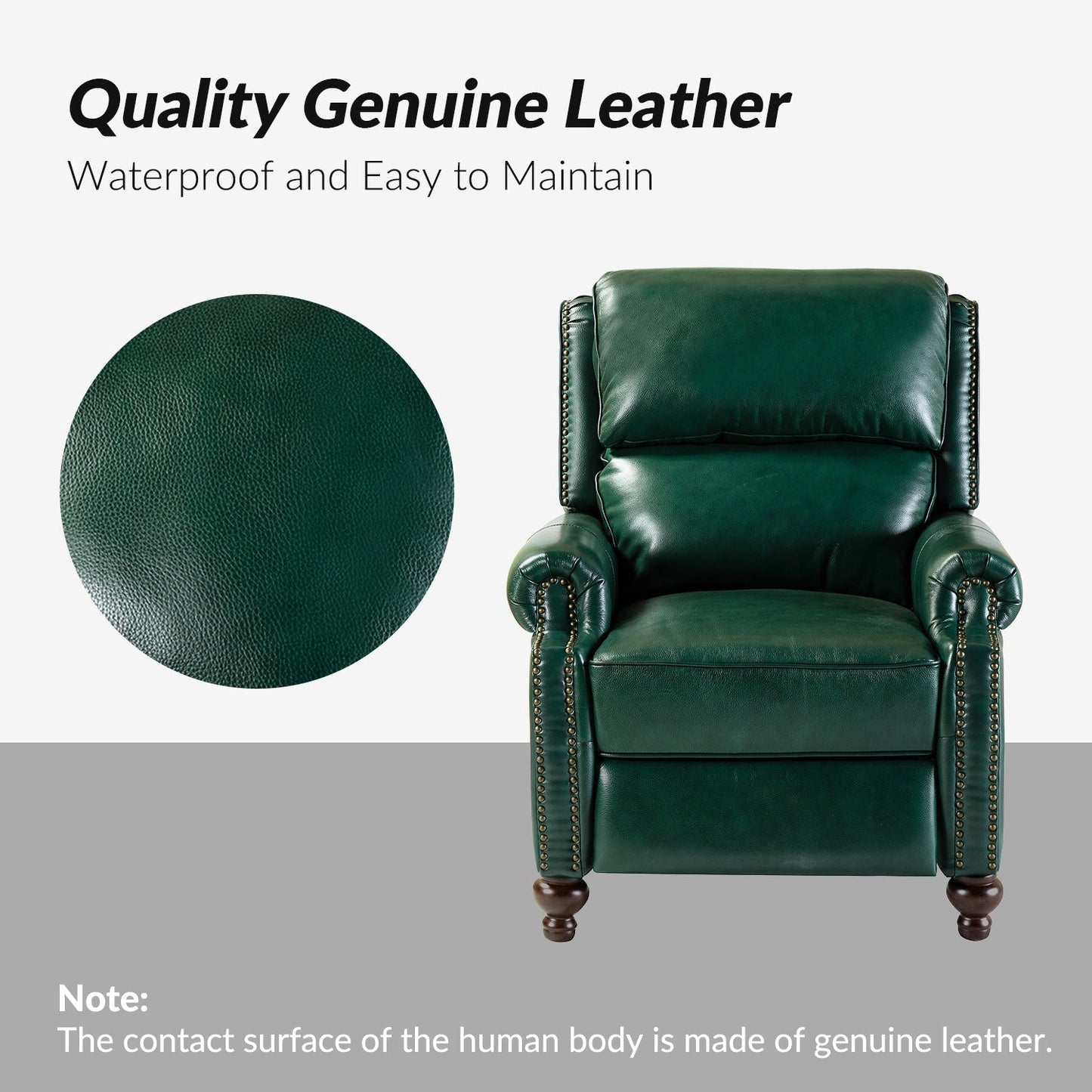 Fauteuil inclinable Gabriela en cuir véritable, style milieu de siècle, avec pieds coniques en bloc, par HULALA HOME