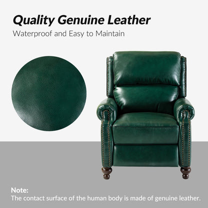 Fauteuil inclinable Gabriela en cuir véritable, style milieu de siècle, avec pieds coniques en bloc, par HULALA HOME