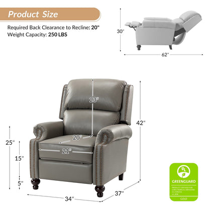 Fauteuil inclinable Gabriela en cuir véritable, style milieu de siècle, avec pieds coniques en bloc, par HULALA HOME