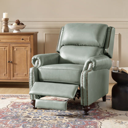 Fauteuil inclinable Gabriela en cuir véritable, style milieu de siècle, avec pieds coniques en bloc, par HULALA HOME