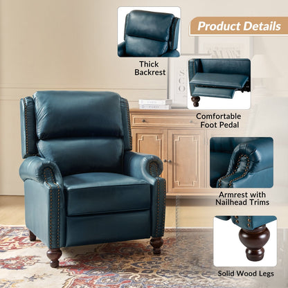 Fauteuil inclinable Gabriela en cuir véritable, style milieu de siècle, avec pieds coniques en bloc, par HULALA HOME