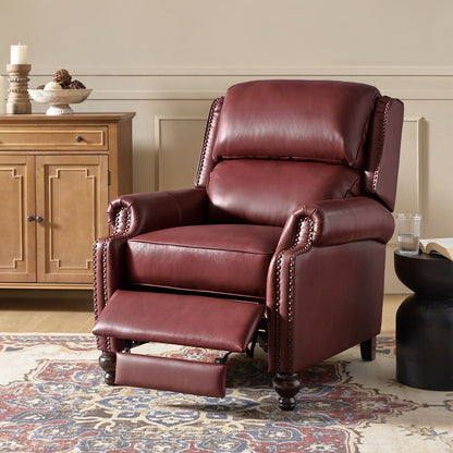Fauteuil inclinable Gabriela en cuir véritable, style milieu de siècle, avec pieds coniques en bloc, par HULALA HOME