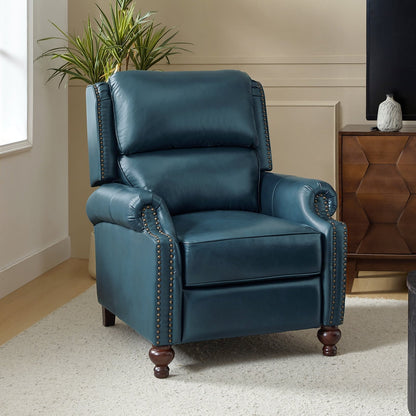 Fauteuil inclinable Gabriela en cuir véritable, style milieu de siècle, avec pieds coniques en bloc, par HULALA HOME