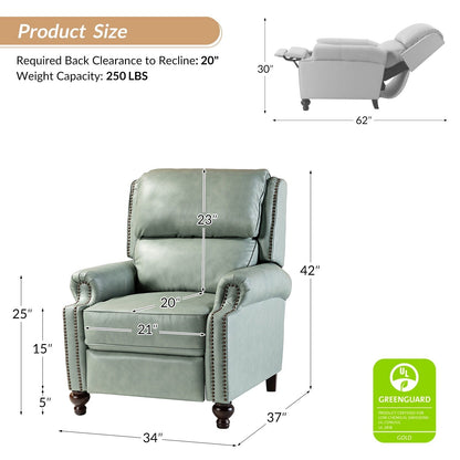 Fauteuil inclinable Gabriela en cuir véritable, style milieu de siècle, avec pieds coniques en bloc, par HULALA HOME