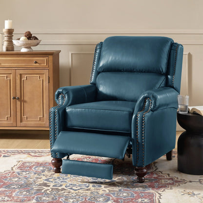 Fauteuil inclinable Gabriela en cuir véritable, style milieu de siècle, avec pieds coniques en bloc, par HULALA HOME