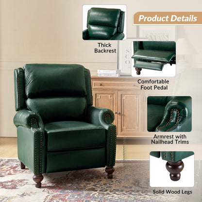 Fauteuil inclinable Gabriela en cuir véritable, style milieu de siècle, avec pieds coniques en bloc, par HULALA HOME