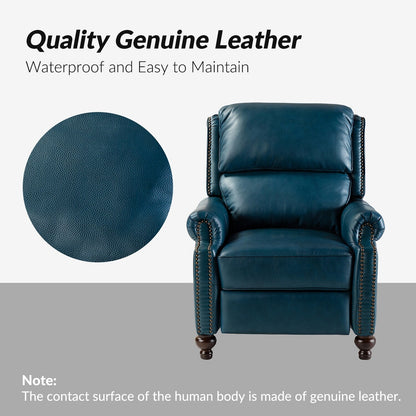 Fauteuil inclinable Gabriela en cuir véritable, style milieu de siècle, avec pieds coniques en bloc, par HULALA HOME