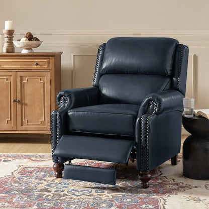 Fauteuil inclinable Gabriela en cuir véritable, style milieu de siècle, avec pieds coniques en bloc, par HULALA HOME