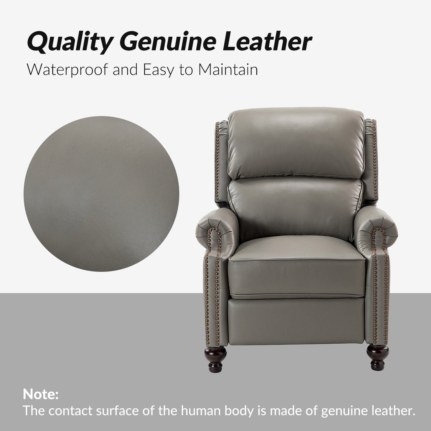 Fauteuil inclinable Gabriela en cuir véritable, style milieu de siècle, avec pieds coniques en bloc, par HULALA HOME