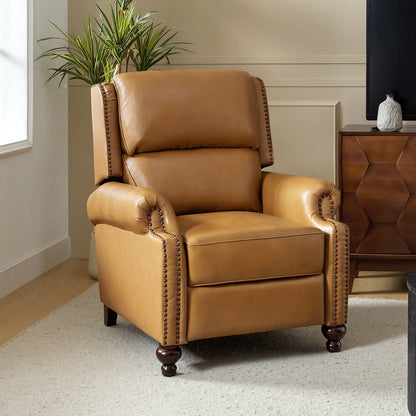 Fauteuil inclinable Gabriela en cuir véritable, style milieu de siècle, avec pieds coniques en bloc, par HULALA HOME