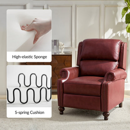 Fauteuil inclinable Gabriela en cuir véritable, style milieu de siècle, avec pieds coniques en bloc, par HULALA HOME