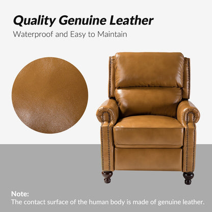 Fauteuil inclinable Gabriela en cuir véritable, style milieu de siècle, avec pieds coniques en bloc, par HULALA HOME