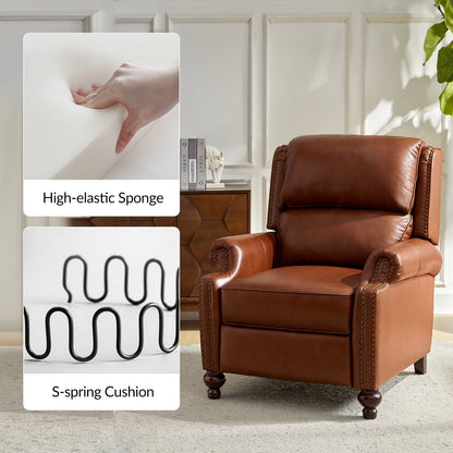 Fauteuil inclinable Gabriela en cuir véritable, style milieu de siècle, avec pieds coniques en bloc, par HULALA HOME