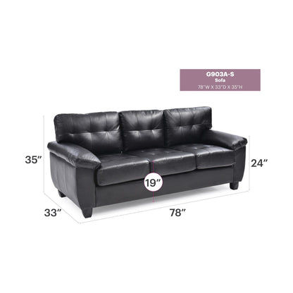 Canapé droit Gallant 78 po de largeur avec accoudoirs évasés en similicuir - 33 L x 78 l x 35 H