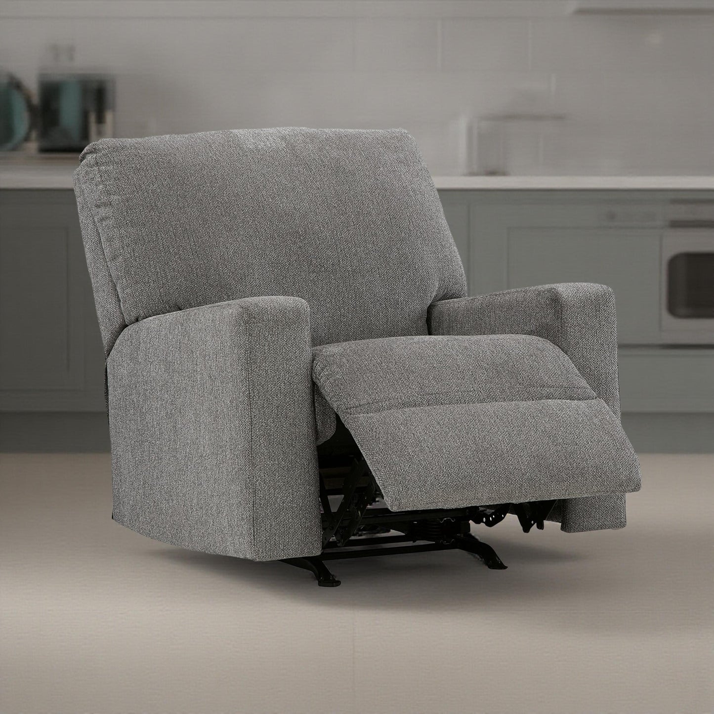 Fauteuil inclinable à bascule manuel Gavin, polyester gris graphite foncé