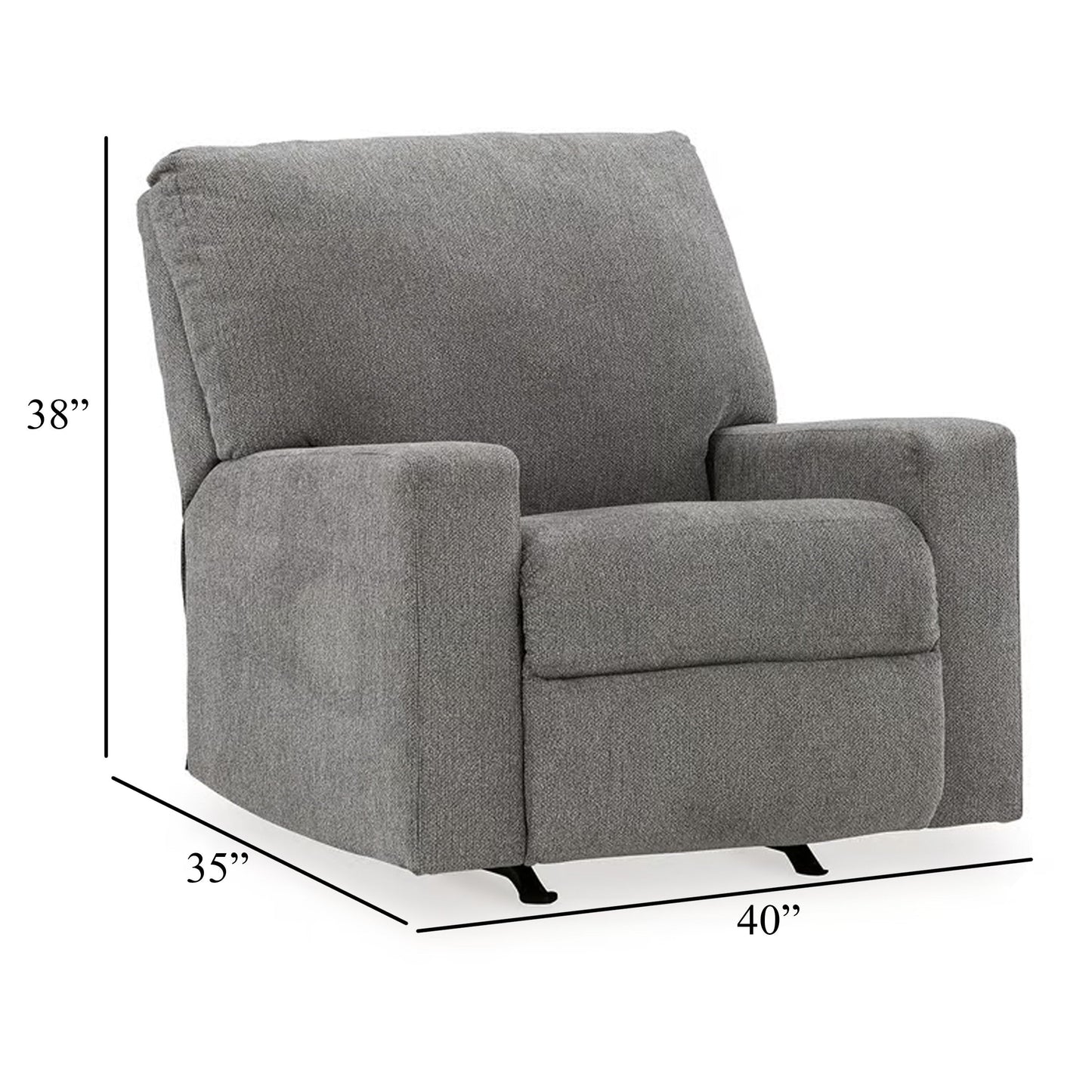 Fauteuil inclinable à bascule manuel Gavin, polyester gris graphite foncé