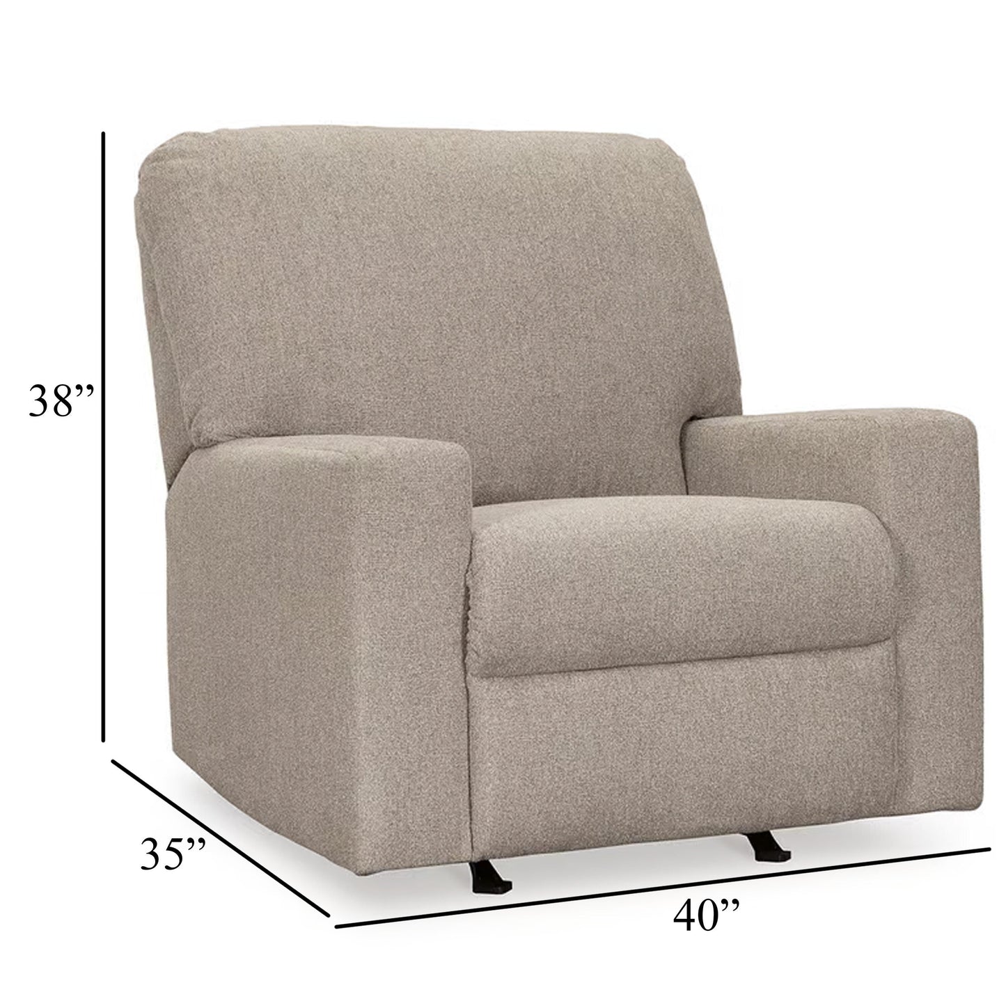 Fauteuil inclinable à bascule manuel Gavin, peluche XL, parchemin marron, polyester