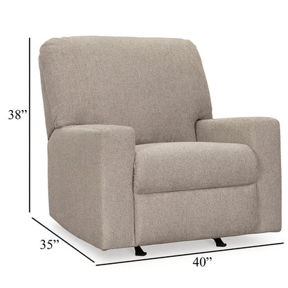 Fauteuil inclinable à bascule manuel Gavin, peluche XL, parchemin marron, polyester