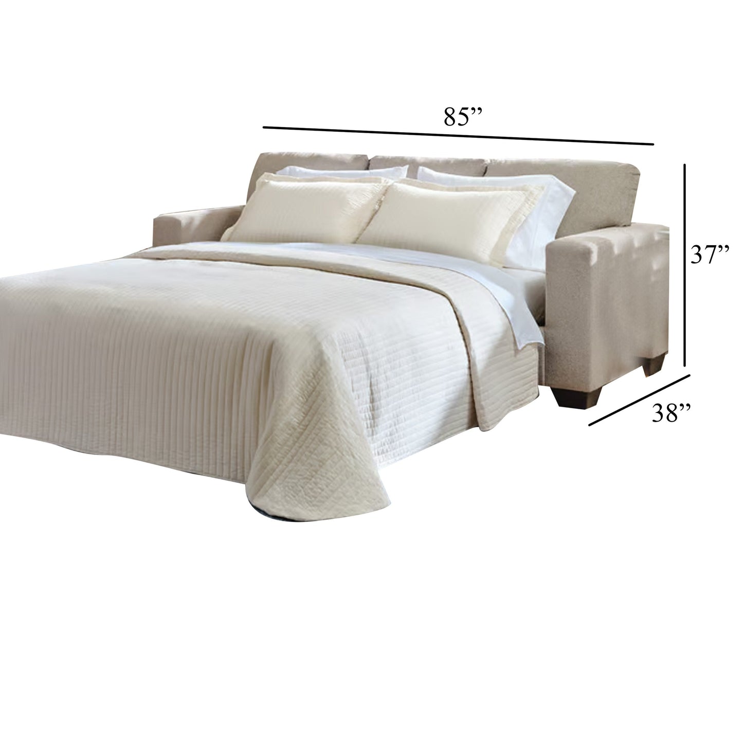 Canapé-lit Gavin, grand lit, revêtement brun parchemin, 85 pouces