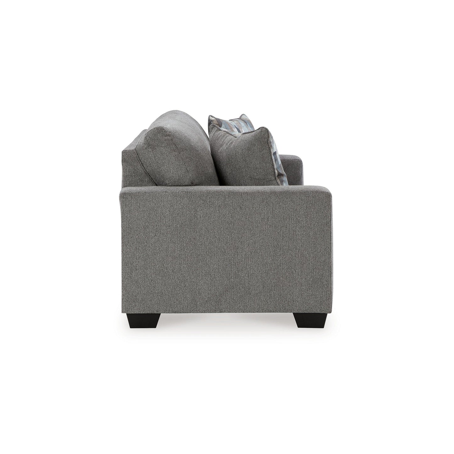 Canapé Gavin, polyester gris, coussins moelleux, 2 coussins décoratifs, 215 cm
