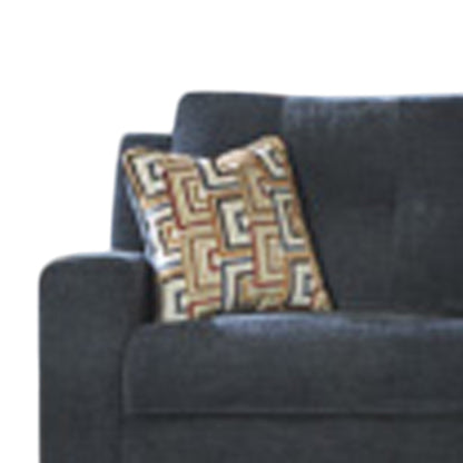 Canapé inclinable manuel Genna, polyester bleu marine, 2 coussins, 220 cm