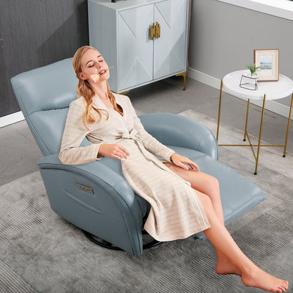 Fauteuil inclinable électrique en cuir véritable, pivotant à 270°, USB, Type-C