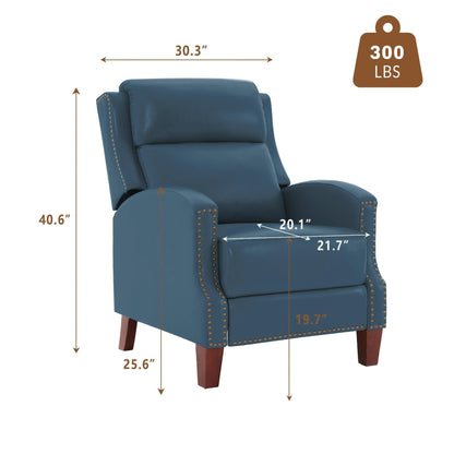 Fauteuil inclinable en cuir véritable avec dossier multi-angles et pieds en bois massif