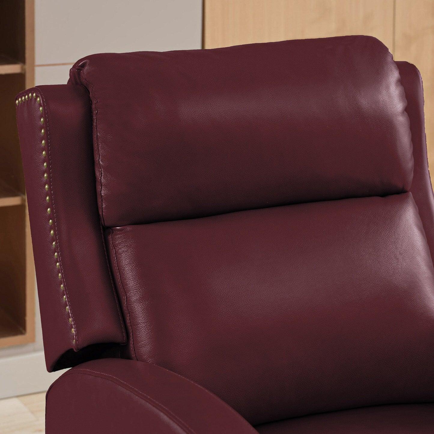 Fauteuil inclinable en cuir véritable avec dossier multi-angles et pieds en bois massif