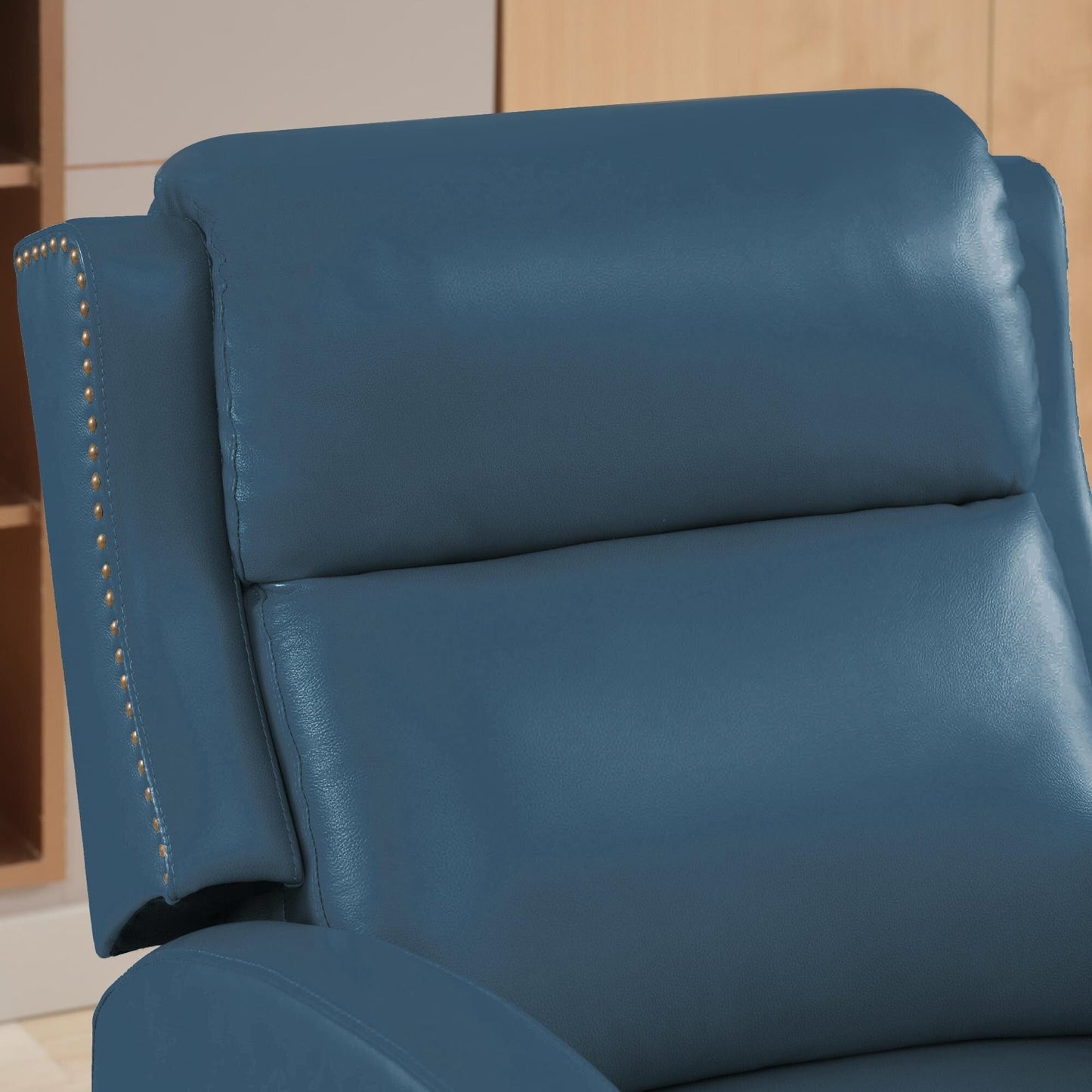 Fauteuil inclinable en cuir véritable avec dossier multi-angles et pieds en bois massif