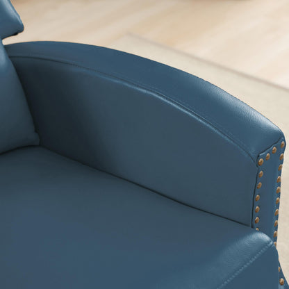 Fauteuil inclinable en cuir véritable avec dossier multi-angles et pieds en bois massif