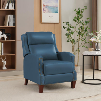 Fauteuil inclinable en cuir véritable avec dossier multi-angles et pieds en bois massif