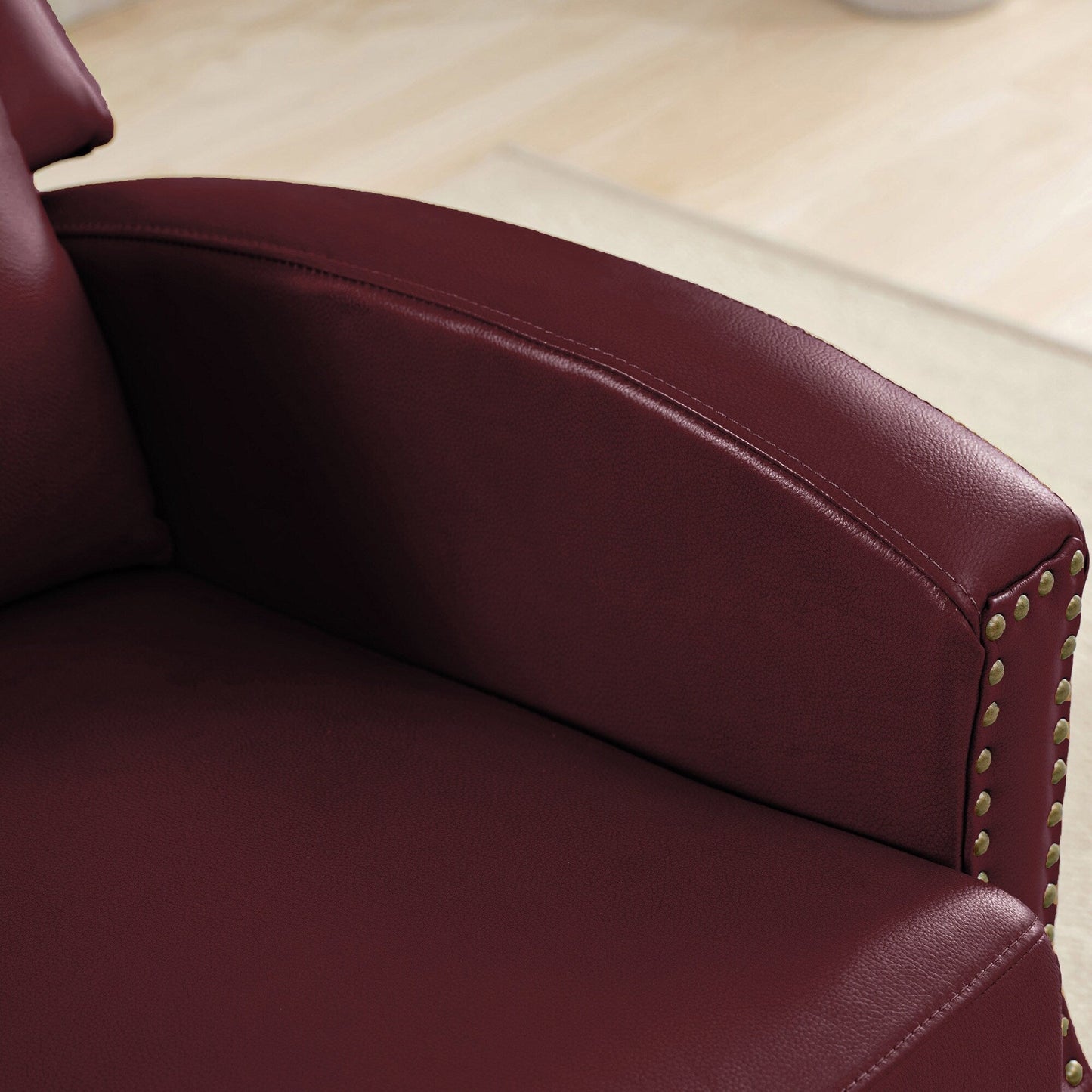 Fauteuil inclinable en cuir véritable avec dossier multi-angles et pieds en bois massif