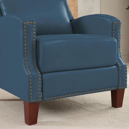 Fauteuil inclinable en cuir véritable avec dossier multi-angles et pieds en bois massif
