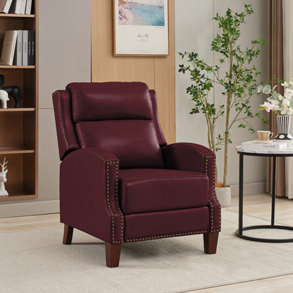 Fauteuil inclinable en cuir véritable avec dossier multi-angles et pieds en bois massif