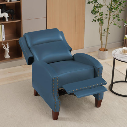Fauteuil inclinable en cuir véritable avec dossier multi-angles et pieds en bois massif
